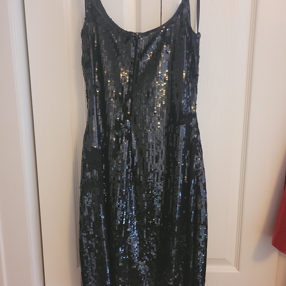 Elegant Black Sequin Mini Dress Sz 8
